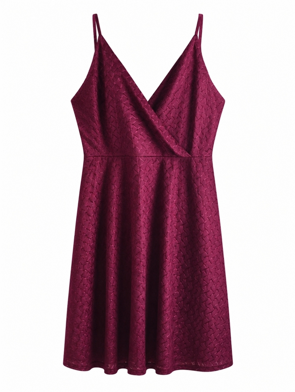 Le Chateau Wine Textured Mini Fit And Flare Dress XXL